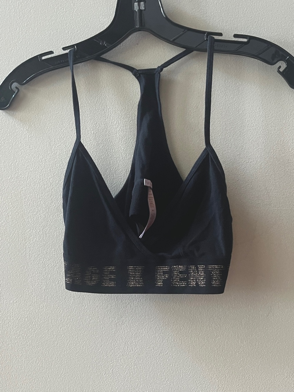 Savage x Fenty Loungewear bra with gold lettering details, size small